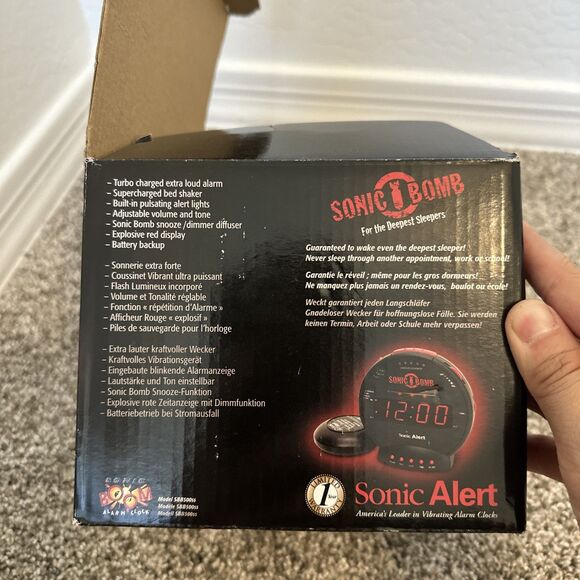 Sonic Alert Sonic Bomb SBB500ss Vibrating Alarm Clock | Black Brand New - Picture 5 of 5